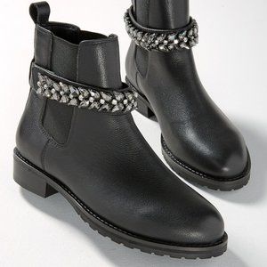 WHBM $200 Ankle Charm Chelsea Boots Removable Gem Strap 10